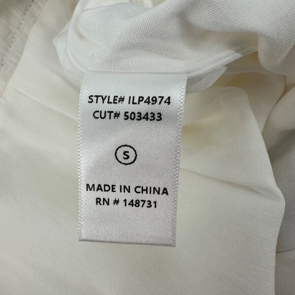 Lalavon Womens Viscose Linen Blend White & Blue Embroidered Wide-Leg Pants S - Picture 8 of 10